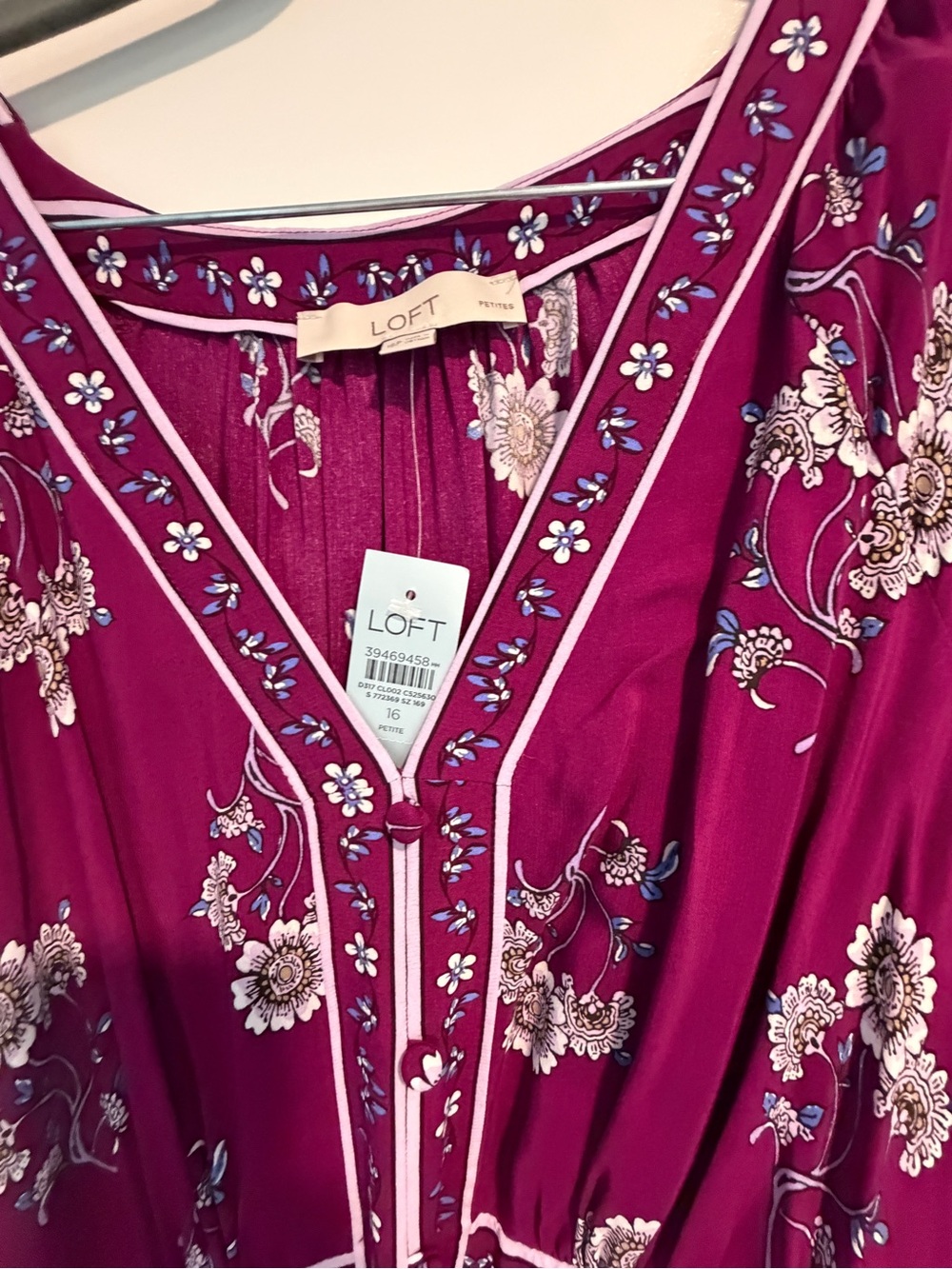 Loft Bohemian Floral V-Neck Maxi Dress in Magenta - Picture 3 of 4